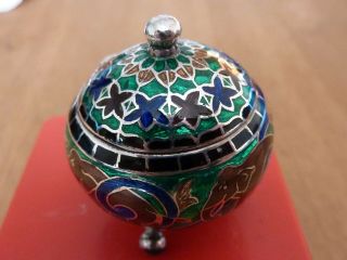 Antique/vintage Solid Silver Enamelled Pill Box /snuff Box Elephant,  Flowers
