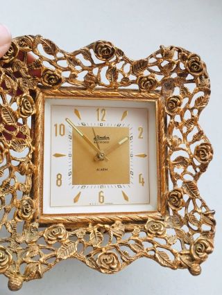 Vintage Linden Black Forest Wind - Up Alarm Clock Metal Victorian Made In Germany