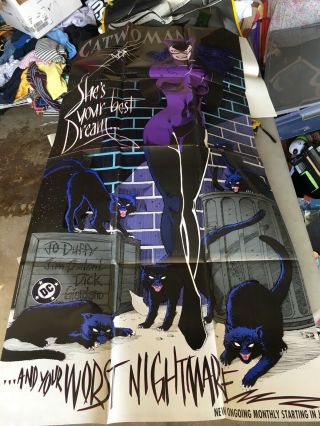 Dc Promo Door - Sized Poster Jim Balent Catwoman 1993 Vintage Dream Nightmare