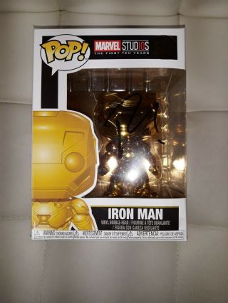 Robert Downey Jr.  Signed Autographed Gold Iron Man Funko Pop With