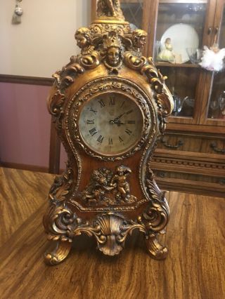 Vintage French Mantel Gold Clock 24” Height