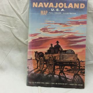 Vintage Souvenir Navajoland U.  S.  A.  Map Fold Up Window Rock,  Az