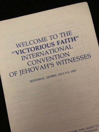 Watchtower Convention Program " Victorious Faith " Convention Montreal 1978