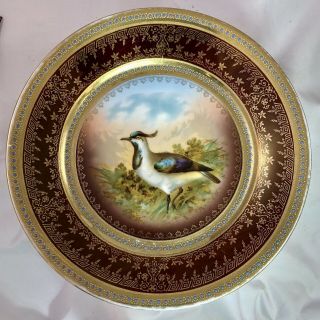 Antique Royal Vienna Cabinet Plate Hand Painted Game Bird Beehive Mark