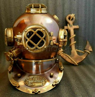 Antique 18 " Diving Divers Helmet Vintage U.  S Navy Mark V Scuba Diving Helmet Gft