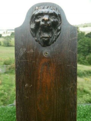 19thc Oak Carved Panel With Lion Head To The Top