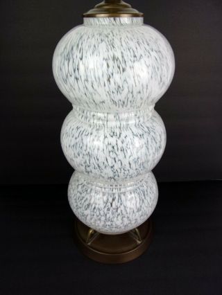 Vintage Murano Art Glass White Table Lamp Large Mid Century