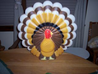 Vintage Lighted Plastic Don Featherstone Thanksgiving Turkey Blow Mold