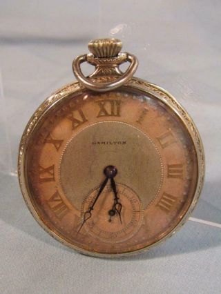 Old Hamilton 17 Jewel Pocket Watch - Two Tone Dial