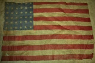 Antique 1865 Civil War 36 Star United States Parade Flag 15 X 10 3/8 Inches Vafo