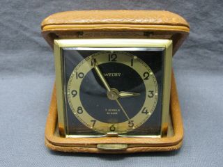 Vintage Welby 7 Jewels Germany Travel Mechanical Wind - Up Folding Alarm Clock