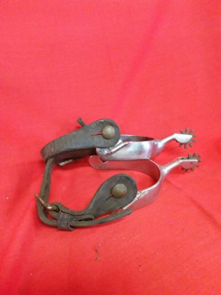 Vintage Roy Robinson Stainless Steel Spurs W/ Straps Cowboy Western Horse