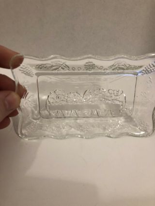 Glass Jesus Last Supper Butter Dish Collectible Vintage Christian Religious 2