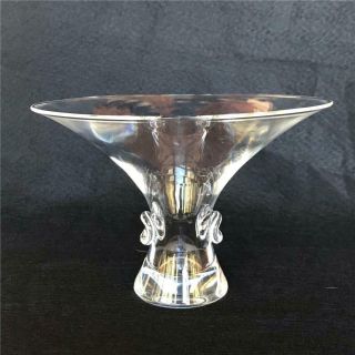 Mid - Century Modern Vintage Steuben Glass Stem Bowl 1950s Eames Era Signed