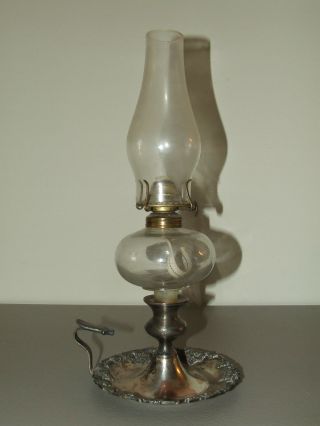 Antique 19th C.  Silver Chamberstick Candlestick Oil Lamp Lantern - P&a Mfg.  Co.