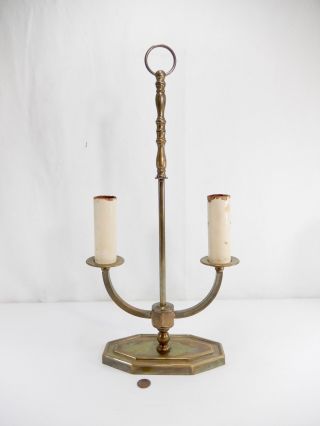 Antique - Vintage Brass Bouillotte Lamp With Turn Switch.  No Shade.