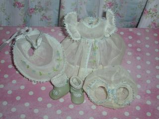 Vintage Ginny Doll Outfit,  Tagged/complete,  Dress,  Undies/hat,  Shoes/socks