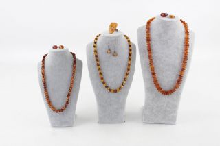 8 X Vintage / Retro Amber Jewellery Inc.  Necklaces,  Baltic,  Pin (82g)