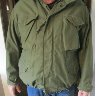 Vtg Us Army Military Men’s Field Jacket Cold Weather Coat Green Sz Large Short