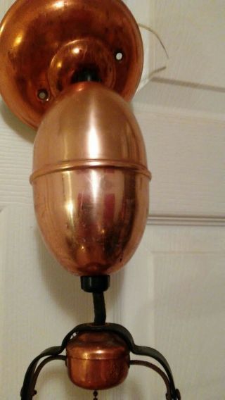 VINTAGE MID CENTURY MODERN ATOMIC AGE PULL DOWN CEILING LIGHT FIXTURE copper 2