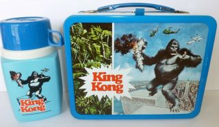 1977 Vintage King Kong Metal Lunch Box And Thermos