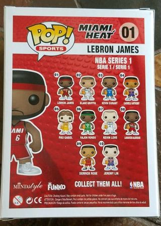Funko POP NBA Miami Heat Lebron James 01 Vaulted HTF Vinyl Figure w/ POP stacks 3