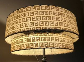 Mid Century Modern 50’s Atomic 2 - Tier Fiberglass Lamp Shade Abstract Vintage