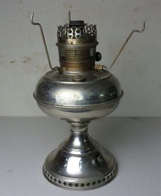 Antique Vintage Rayo Oil Lamp Nickel Plated Base - No Chimney
