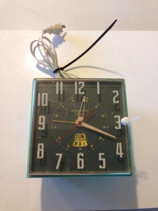 Rare Vintage General Electric Telechron Clock With Day & Date 2