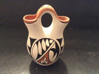 Jemez Native American Indian Pottery Wedding Vase Signed Carol Pecos