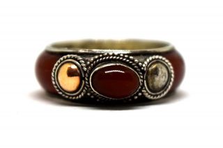 Antique 14k Solid Gold,  Sterling Silver And Carnelian Ring Size 7
