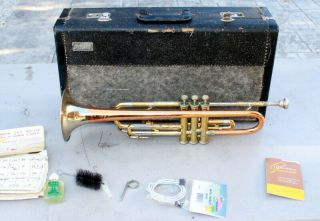 Vintage Collegiate Holton Silver & Brass Trumpet W/mouthpiece & Case