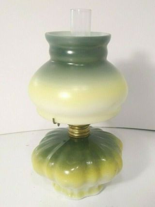 Antique Vintage Miniature Green Gwtw Kerosene Oil Lamp Gone With The Wind