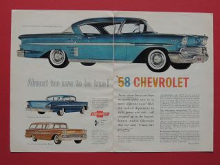 1958 Almost Too To Be True Chevrolet Impala Sport Coupe Car Sales Art Ad