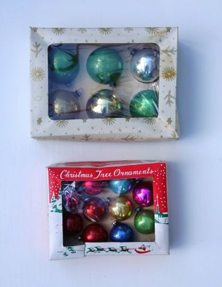 Vintage Mercury Glass Christmas Decorations Ornaments Baubles Boxed Japan