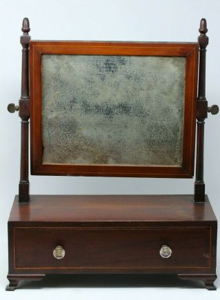 Antique Primative Brush Box with Mirror and Tray or Drawer Rare Wooden 2