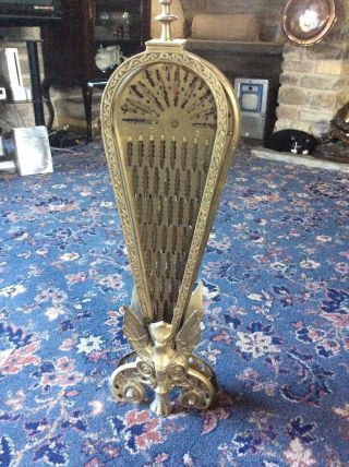 Vintage Brass Phoenix/peacock Folding Fan Fire Screen/guard (hospiscare)
