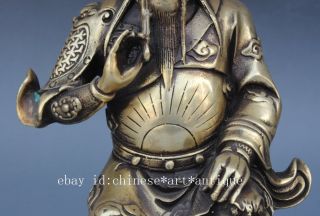 China old Copper Dragon Guan Gong Guan Yu warrior Mammon Buddha statue e02 3
