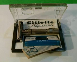 Vintage Razor - - Gillette Fat Boy Adjustable Razor with Case/Instructions 2