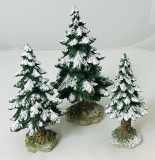 Dept 56 Snow Village Accessories 3 Snowy Scotch Pines Christmas Trees 52615