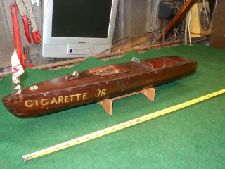 Vintage Baby Bootlegger Handmade Wooden Classic Boat Model 24 " Rc For Repair