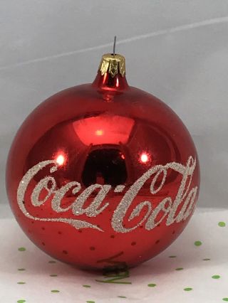Coke Cola Polar Bear Red Glass Christmas Ornament Collectible Gift