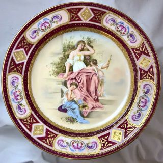 Antique Royal Vienna Cabinet Plate Hand Painted Nymph & Cherubs Beehive Mark
