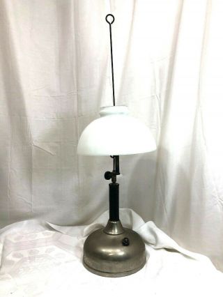 Antique Coleman Quick - Lite Lantern W Glass Shade