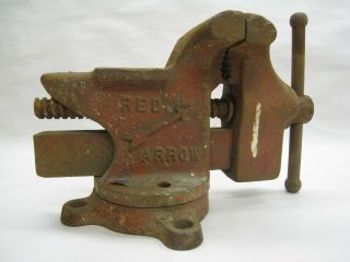 Vintage Columbian Red Arrow Bench Vise No.  63 1/2 Swivel Pipe Anvil Antique Old