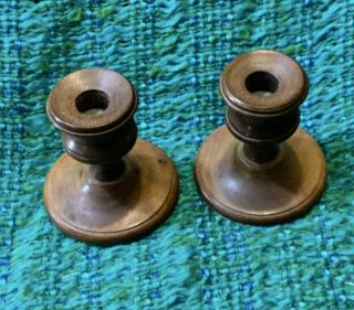 Antique Victorian Candlesticks Wooden Walnut Turned Candle Holders