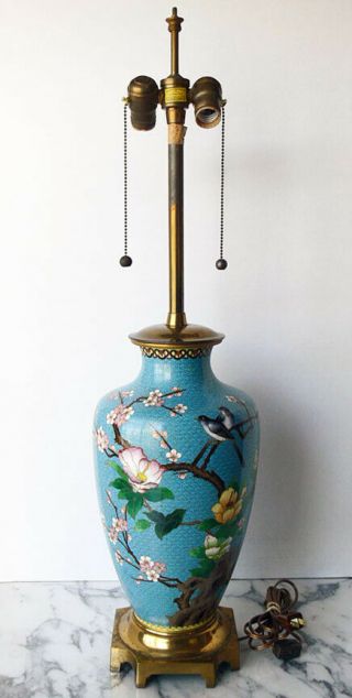 Vtg Marbro Hollywood Regency Cloisonne Table Lamp Japanese Champlevé Chinoiserie