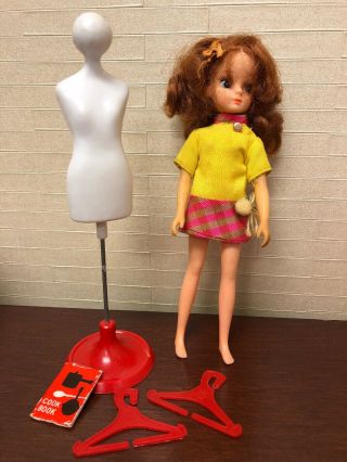 Vintage Takara Rare Licca Chan Doll Japan W/clothing Dress Stand Accessories