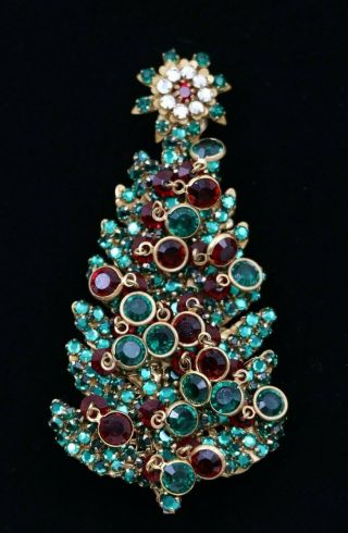 Vintage Mariam Haskell Rhinestone Christmas Tree Brooch Pin