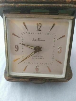 Vintage Seth Thomas Swiss Made 8 Day Travel Alarm Clock 7 Jewels Germany C